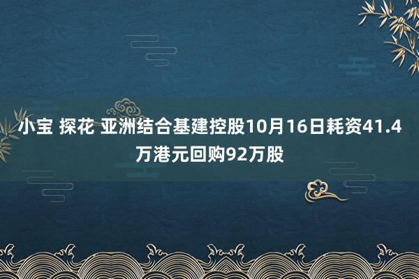 小宝 探花 亚洲结合基建控股10月16日耗资41.4万港元回购92万股