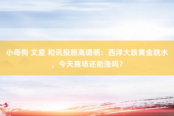 小母狗 文爱 和讯投顾高璐明：西洋大跌黄金跳水，今天商场还能涨吗？